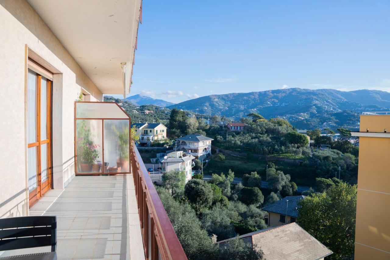 093 - Casa Panorama, Vista Mare E Vista Portofino, 500 Metri Centro Di Chiavari, Posto Auto Gratis Incluso Apartman Kültér fotó